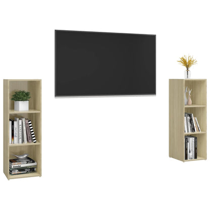 TV Cabinets 2 pcs Sonoma Oak 107x35x37 cm Engineered Wood