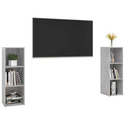 TV Cabinets 2 pcs Concrete Grey 107x35x37 cm Engineered Wood