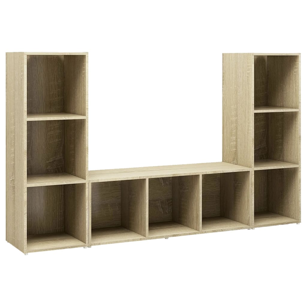 TV Cabinets 3 pcs Sonoma Oak 107x35x37 cm Engineered Wood