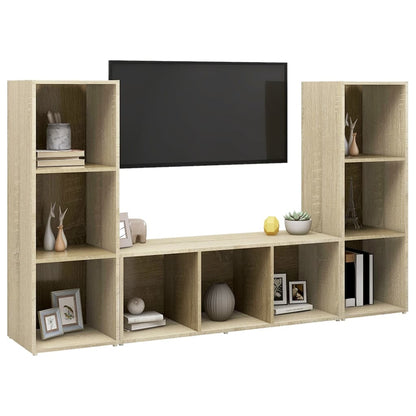 TV Cabinets 3 pcs Sonoma Oak 107x35x37 cm Engineered Wood