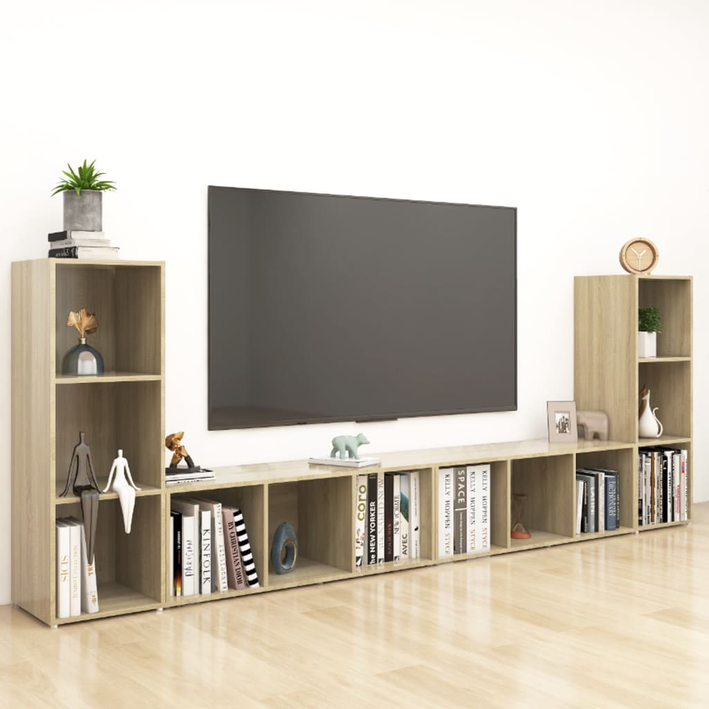 TV Cabinets 4 pcs Sonoma Oak 107x35x37 cm Engineered Wood
