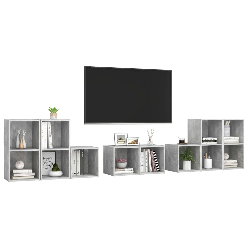 8 Piece TV Cabinet Set Concrete Grey Engineered Wood