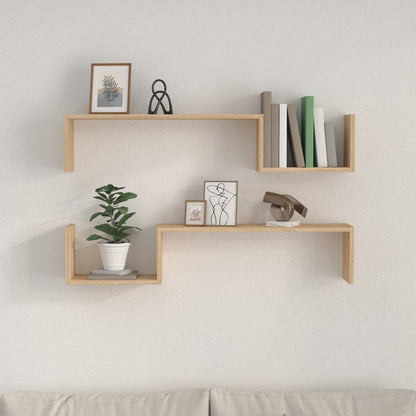 Wall Shelf 2 pcs Sonoma Oak 100x15x20 cm Engineered Wood