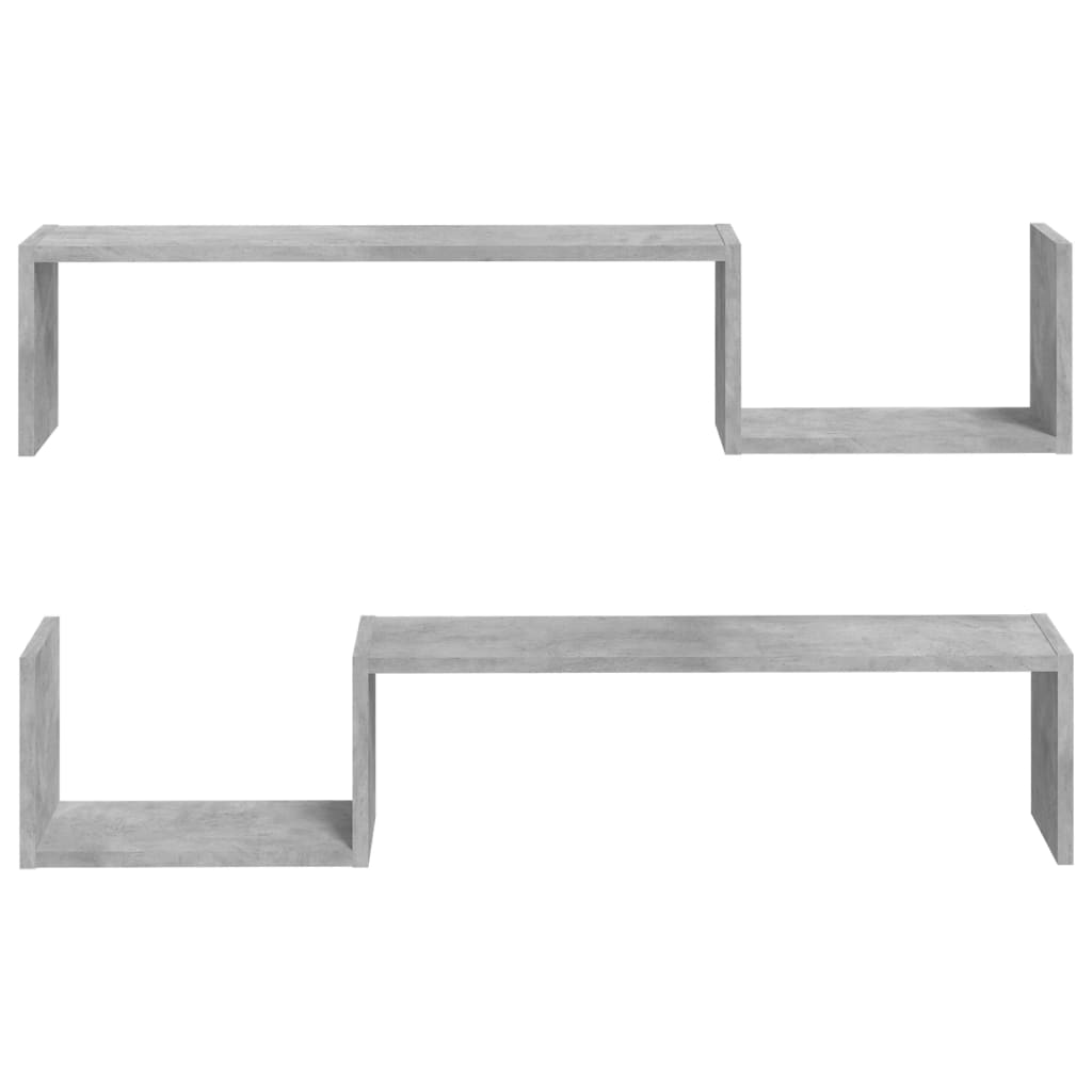 Wall Shelf 2 pcs Concrete Grey 100x15x20 cm Engineered Wood