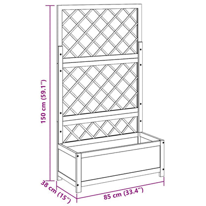 Raised Bed with Trellis 85x38x150 cm Solid Acacia Wood
