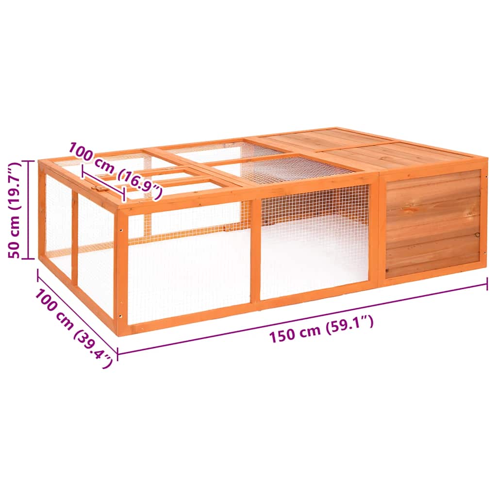 Garden Animal Cage 150x100x50 cm Solid Firwood
