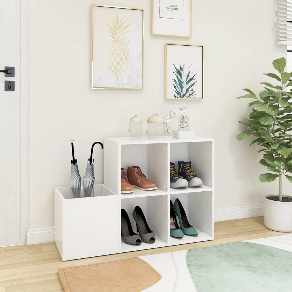 Hall Shoe Cabinet White 105x35.5x70 cm Engineered Wood