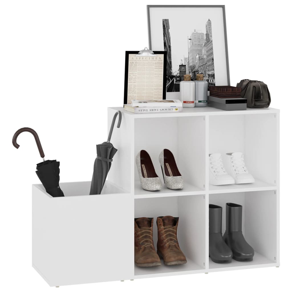 Hall Shoe Cabinet White 105x35.5x70 cm Engineered Wood