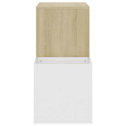 Hall Shoe Cabinet White and Sonoma Oak 105x35.5x70 cm Engineered Wood