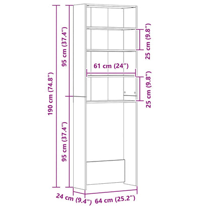 Washing Machine Cabinet Concrete Grey 64x24x190 cm