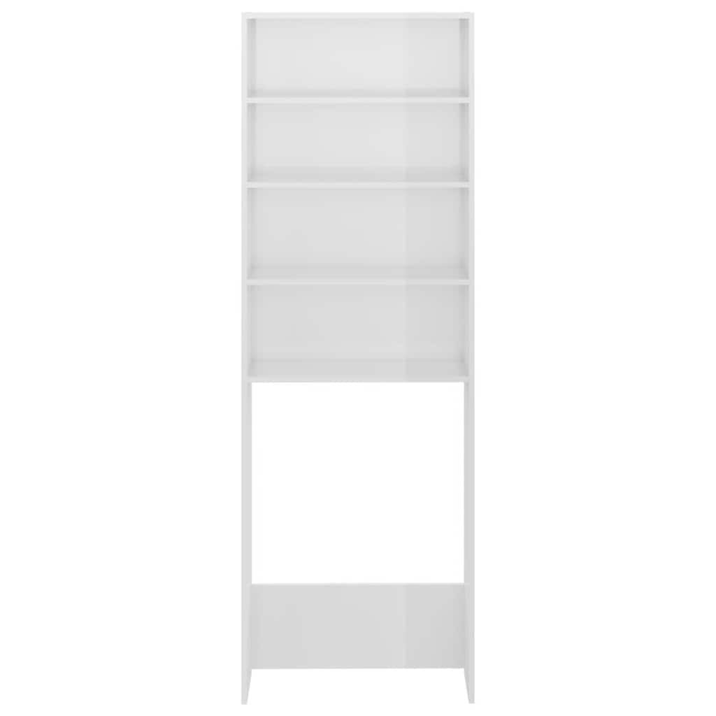 Washing Machine Cabinet High Gloss White 64x24x190 cm