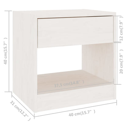 Bedside Cabinets 2 pcs White 40x31x40 cm Solid Pinewood