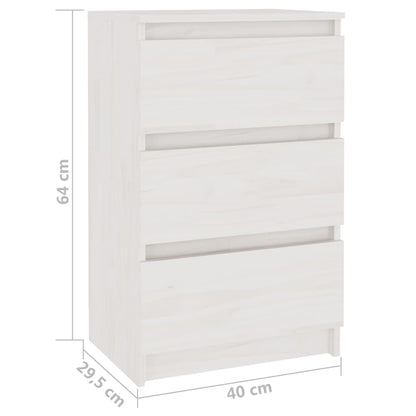 Bedside Cabinet White 40x29.5x64 cm Solid Pine Wood