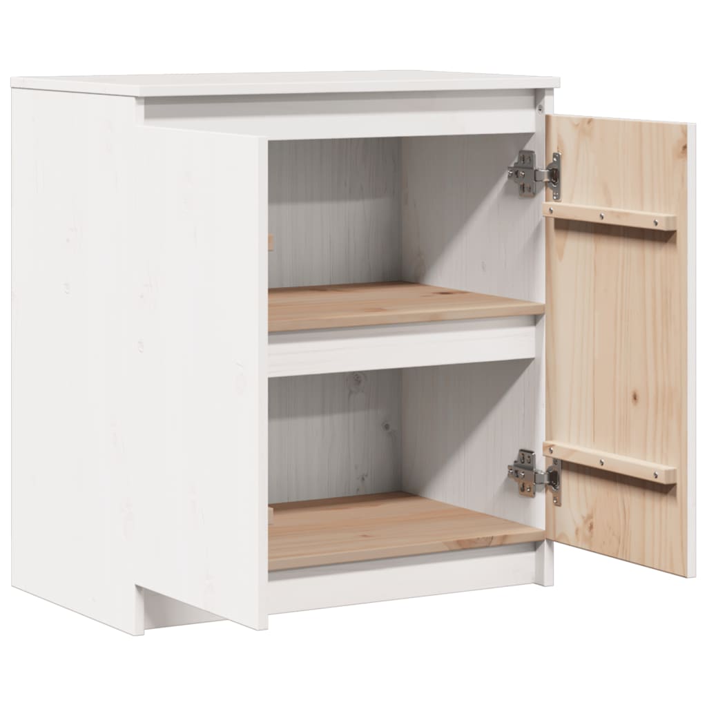 Side Cabinet White 60x36x65 cm Solid Pinewood