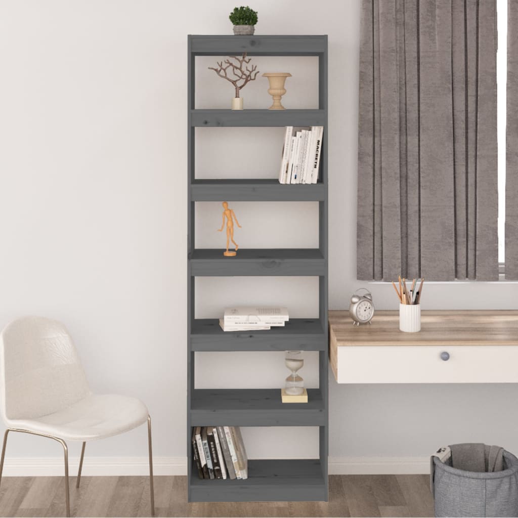 Book Cabinet/Room Divider Grey 60x30x199.5 cm Solid Wood Pine