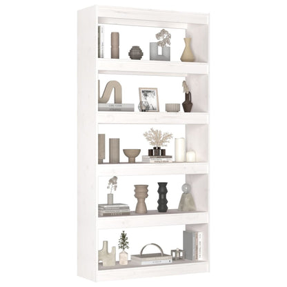 Book Cabinet/Room Divider White 80x30x167.4 cm Solid Wood Pine