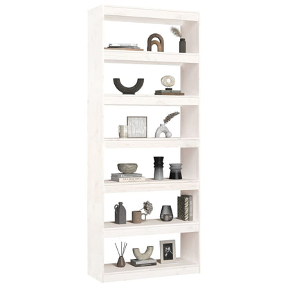 Book Cabinet/Room Divider White 80x30x199.5 cm Solid Wood Pine