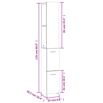 Bathroom Cabinet Concrete Grey 25x26.5x170 cm Engineered Wood