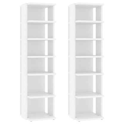 Shoe Cabinets 2 pcs White 27.5x27x102 cm Engineered Wood