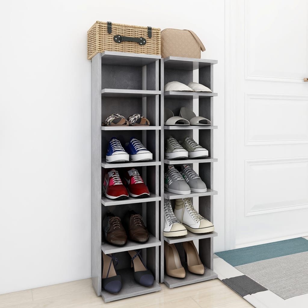 Shoe Cabinets 2 pcs Concrete Grey 27.5x27x102 cm