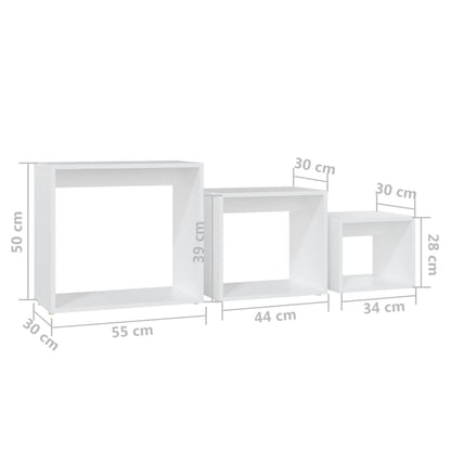 Nesting Tables 3 pcs White Engineered Wood