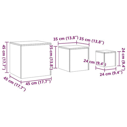 Side Tables 3 pcs Black Engineered Wood