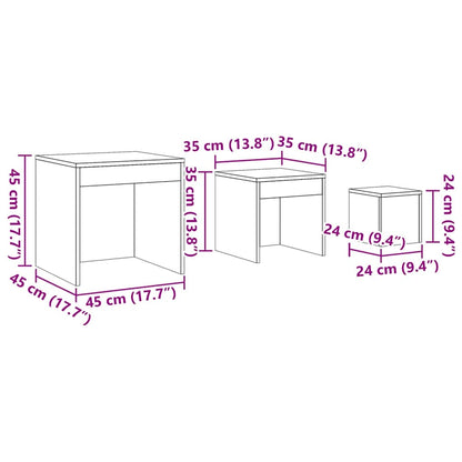 Nesting Tables 3 pcs White Engineered Wood