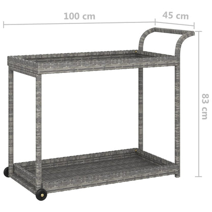 Bar Cart Grey 100x45x83 cm Poly Rattan