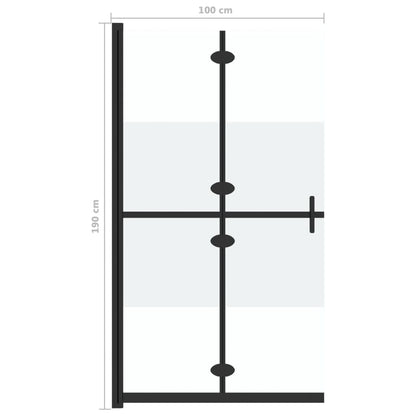 Foldable Walk-in Shower Wall Half Frosted ESG Glass 100x190 cm