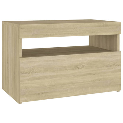 Bedside Cabinet & LED Lights 2 pcs Sonoma Oak 60x35x40 cm