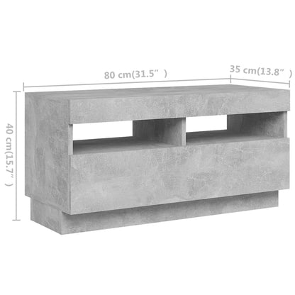 TV Cabinet with LED Lights Concrete Grey 180x35x40 cm