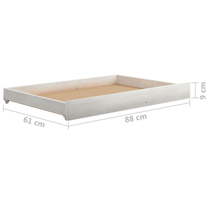 Day Bed Drawers 2 pcs White Solid Pinewood