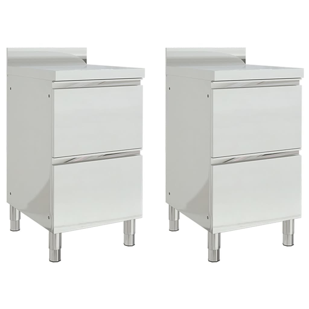 Commercial Kitchen Cabinets with 2 Drawers 2 pcs 50x60x96 cm