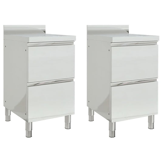Commercial Kitchen Cabinets with 2 Drawers 2 pcs 50x60x96 cm