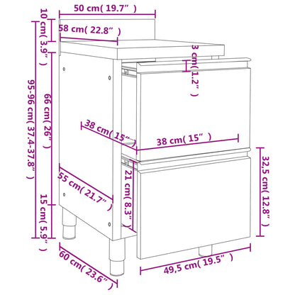 Commercial Kitchen Cabinets with 2 Drawers 2 pcs 50x60x96 cm
