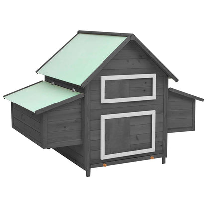 Chicken Coop Grey and White 150x96x110 cm Solid Firwood