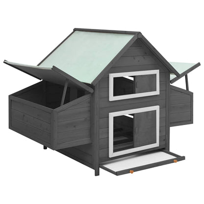 Chicken Coop Grey and White 150x96x110 cm Solid Firwood