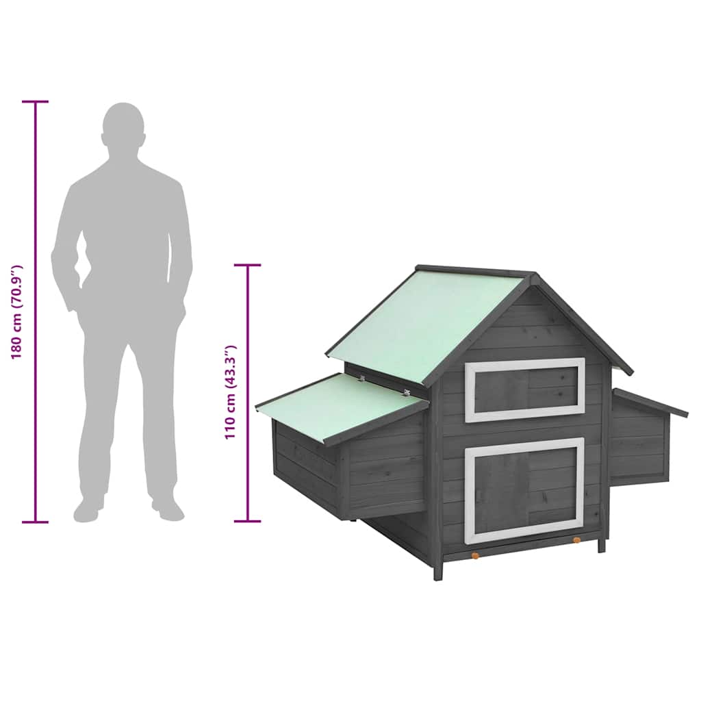 Chicken Coop Grey and White 150x96x110 cm Solid Firwood