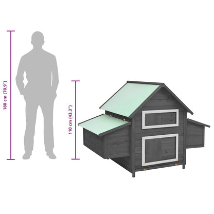 Chicken Coop Grey and White 150x96x110 cm Solid Firwood