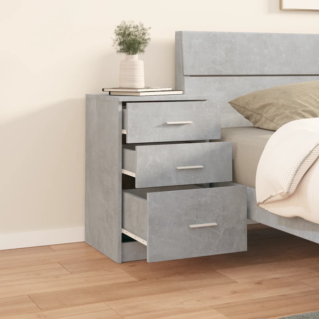 Bed Cabinet Concrete Grey 40x40x63 cm Engineered Wood