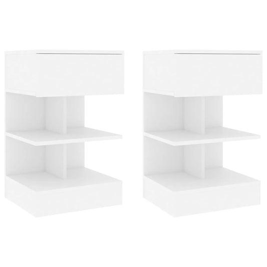 Bedside Cabinets 2 pcs White 40x35x65 cm Engineered Wood