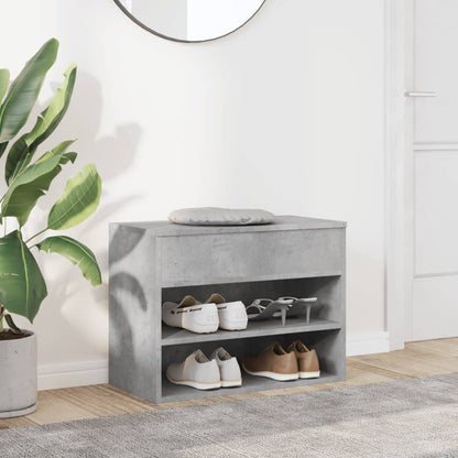 Shoe Bench Concrete Grey 60x30x45 cm Engineered Wood