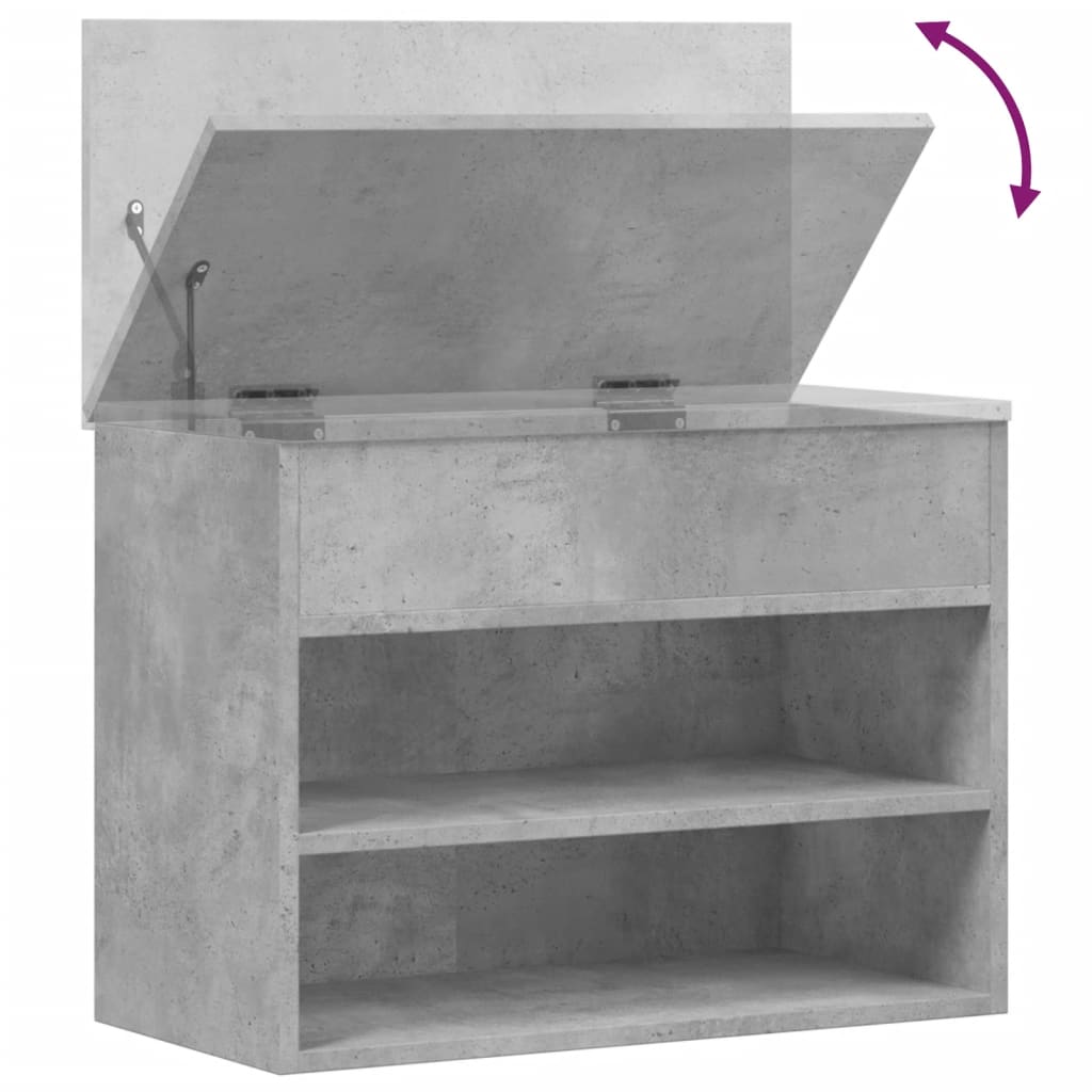 Shoe Bench Concrete Grey 60x30x45 cm Engineered Wood