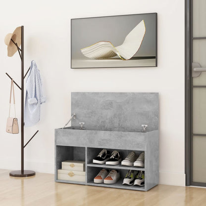 Shoe Bench Concrete Grey 80x30x45 cm Engineered Wood