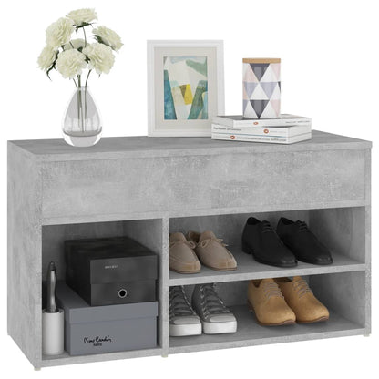 Shoe Bench Concrete Grey 80x30x45 cm Engineered Wood