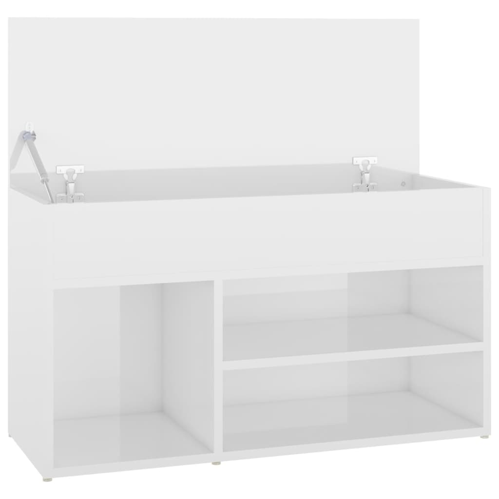 Shoe Bench High Gloss White 80x30x45 cm Engineered Wood