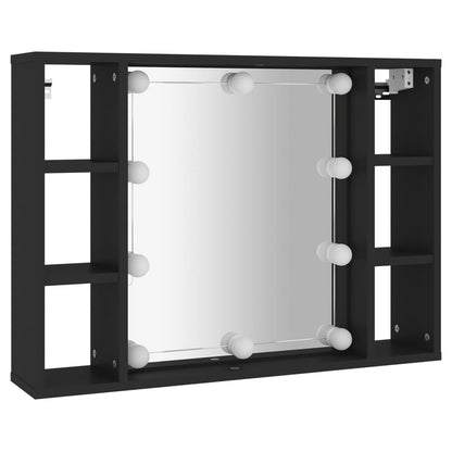 Mirror Cabinet with LED Black 76x15x55 cm