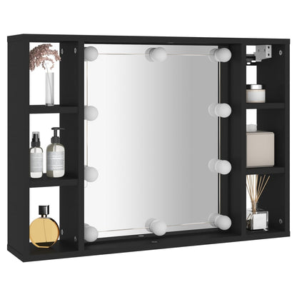 Mirror Cabinet with LED Black 76x15x55 cm