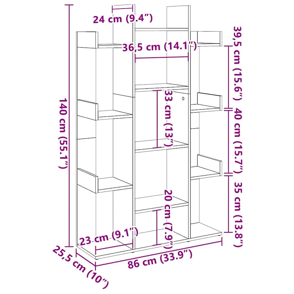 Book Cabinet Sonoma Oak 86x25.5x140 cm Engineered Wood