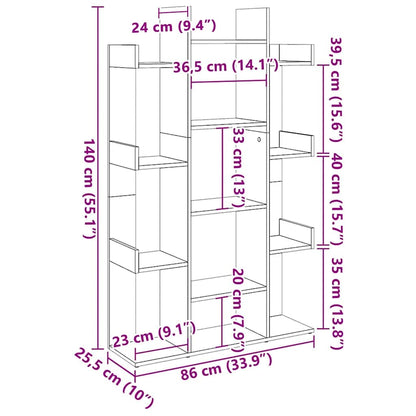 Book Cabinet Sonoma Oak 86x25.5x140 cm Engineered Wood